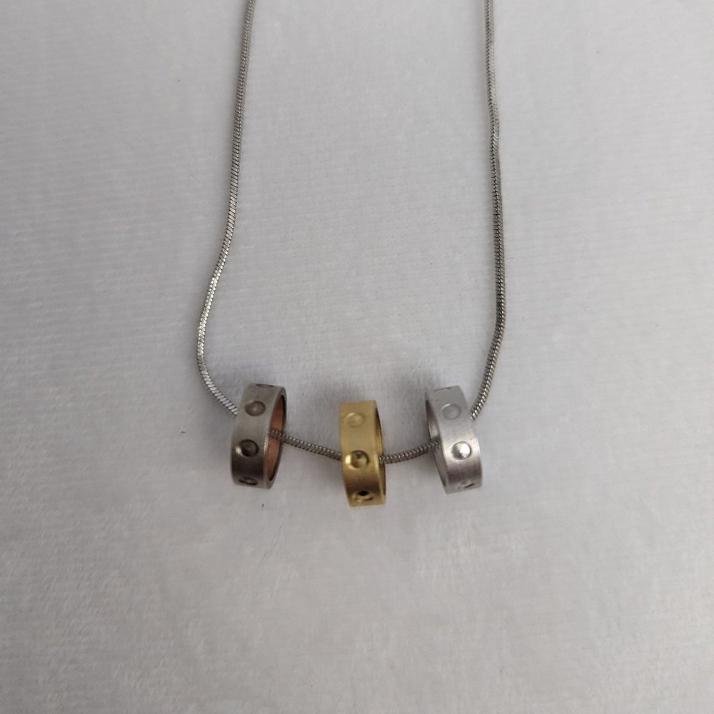 Multiple Ring Silver Tone Snake Chain Necklace 15… - image 4